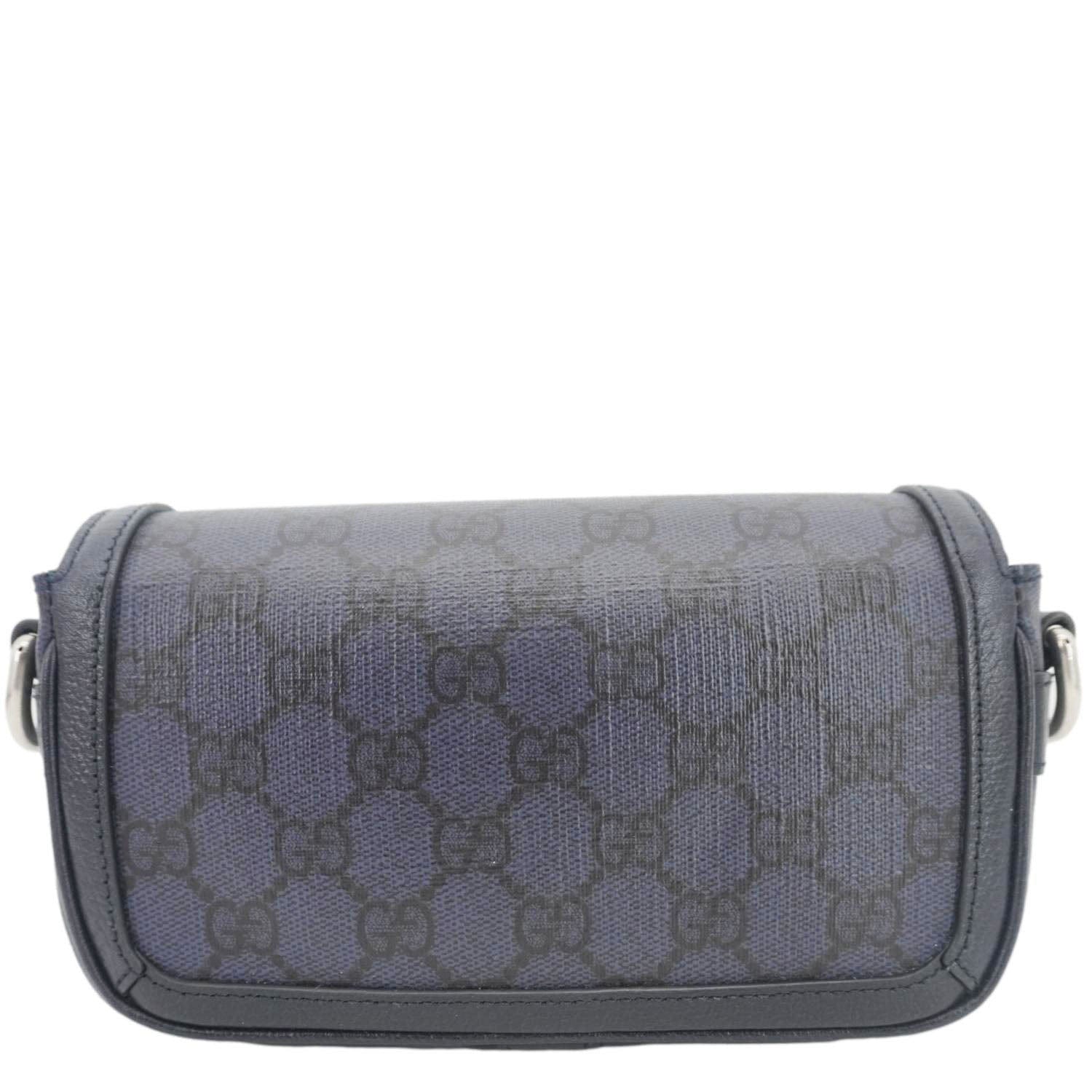 GUCCI Ophidia Super Mini Gucci Supreme Canvas Shoulder Bag Navy Blue 795466