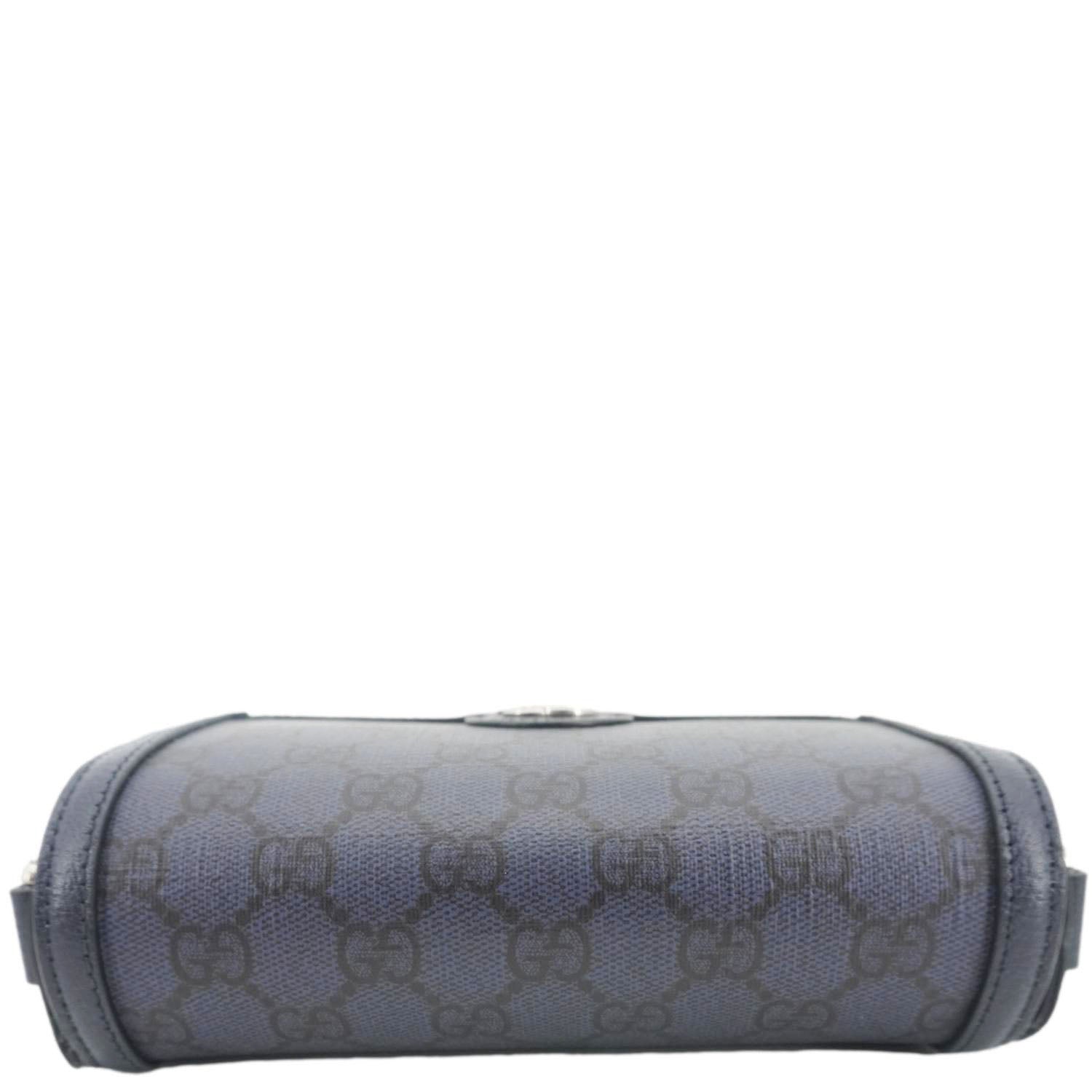 GUCCI Ophidia Super Mini Gucci Supreme Canvas Shoulder Bag Navy Blue 795466