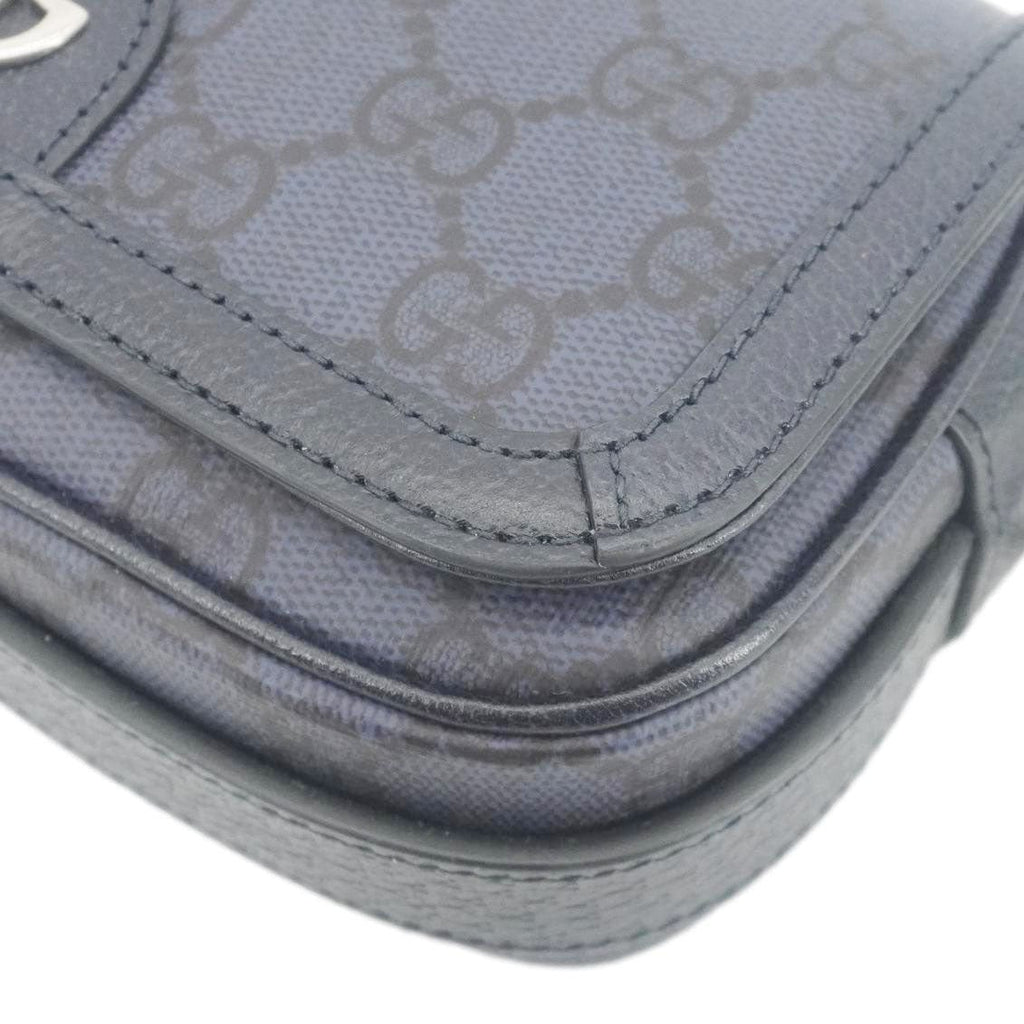 GUCCI Ophidia Super Mini Gucci Supreme Canvas Shoulder Bag Navy Blue 795466