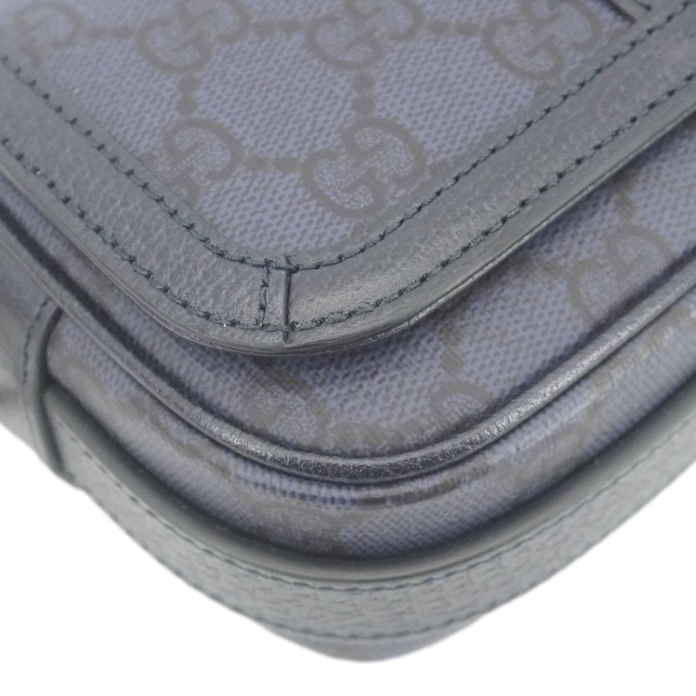 GUCCI Ophidia Super Mini Gucci Supreme Canvas Shoulder Bag Navy Blue 795466