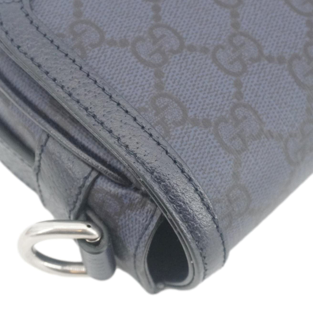 GUCCI Ophidia Super Mini Gucci Supreme Canvas Shoulder Bag Navy Blue 795466