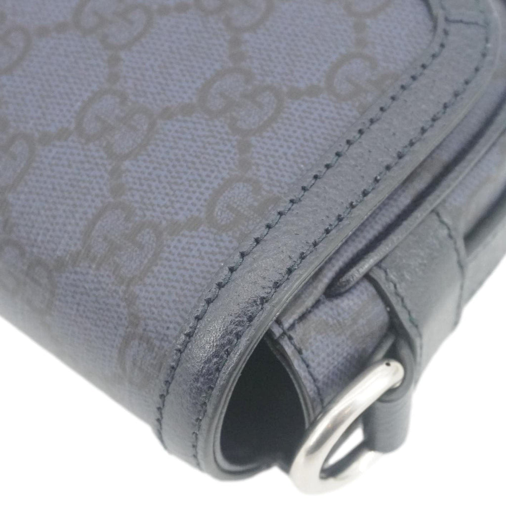 GUCCI Ophidia Super Mini Gucci Supreme Canvas Shoulder Bag Navy Blue 795466