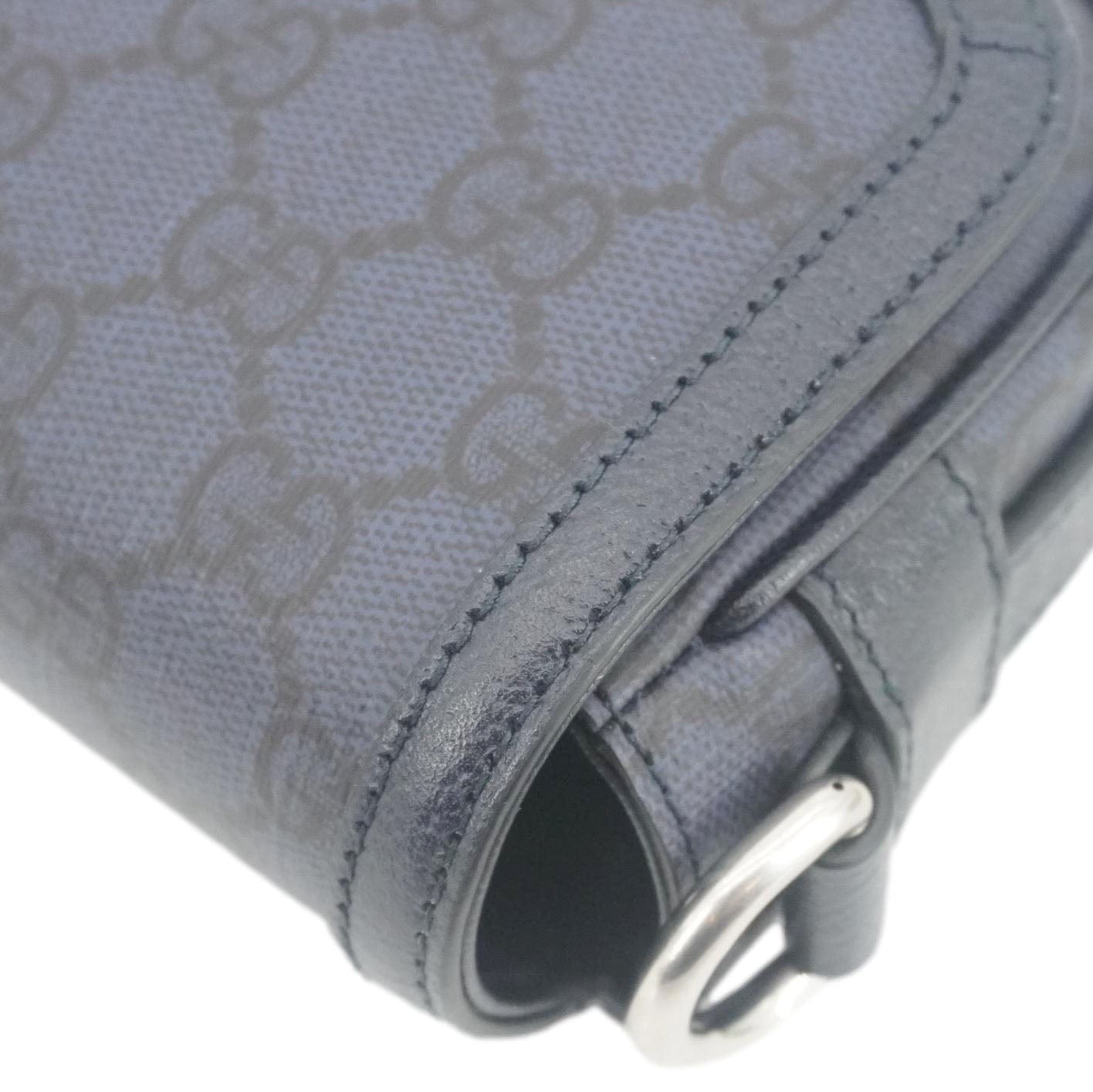GUCCI Ophidia Super Mini Gucci Supreme Canvas Shoulder Bag Navy Blue 795466