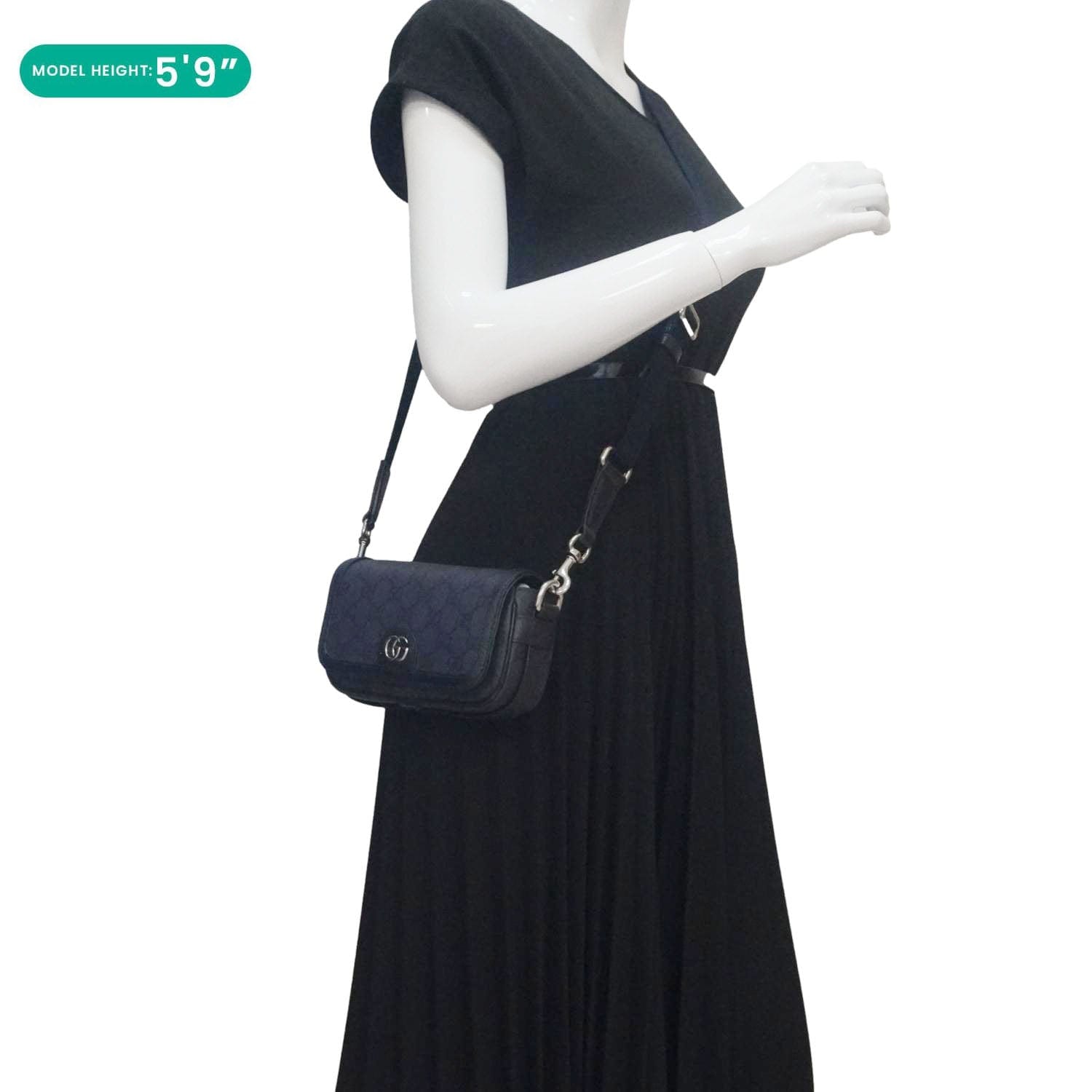 GUCCI Ophidia Super Mini Gucci Supreme Canvas Shoulder Bag Navy Blue 795466