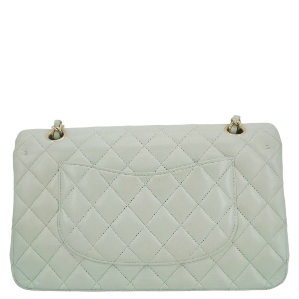 Chanel Classic Double Flap Small Quilted Leather Shoulder Bag Light Green