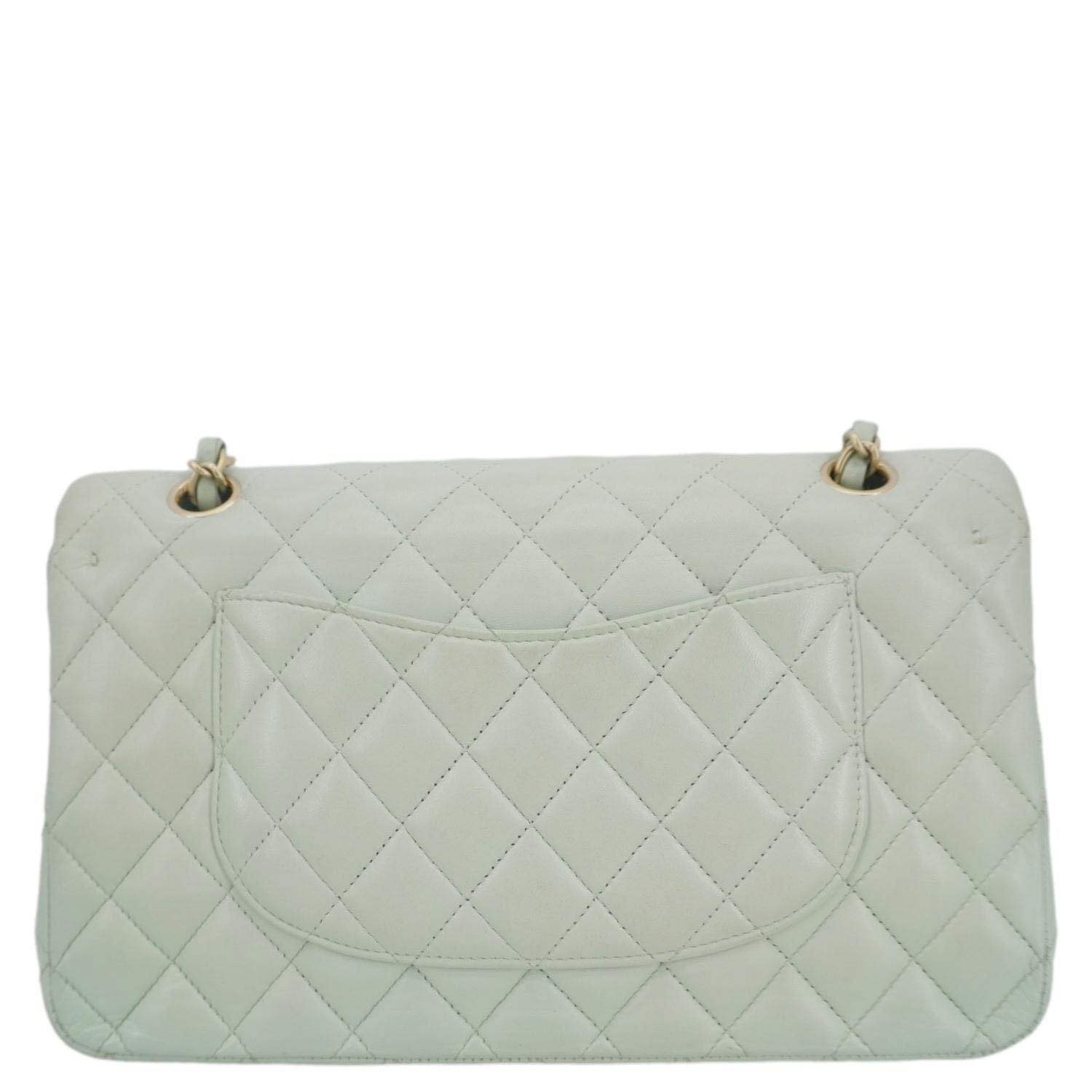 Chanel Classic Double Flap Small Quilted Leather Shoulder Bag Light Green