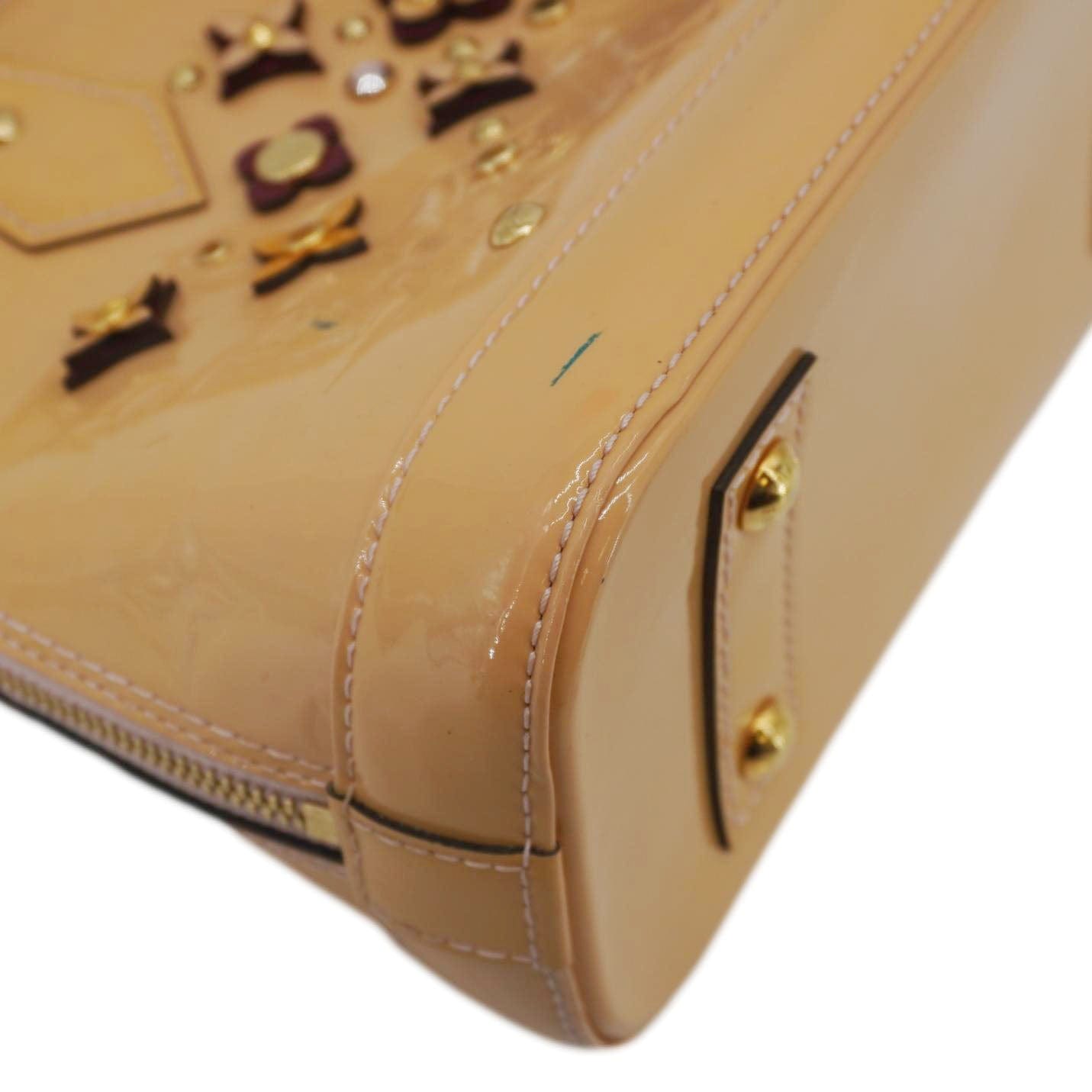 LOUIS VUITTON Alma BB Flowers Vernis Leather Satchel Bag Jaune Passion
