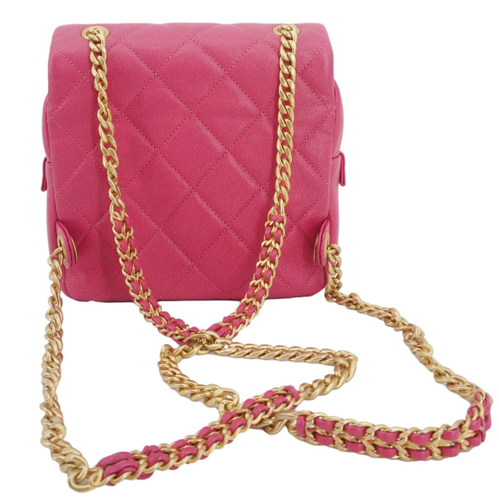 Chanel Multi Chain Quilted Caviar Leather Backpack Pink