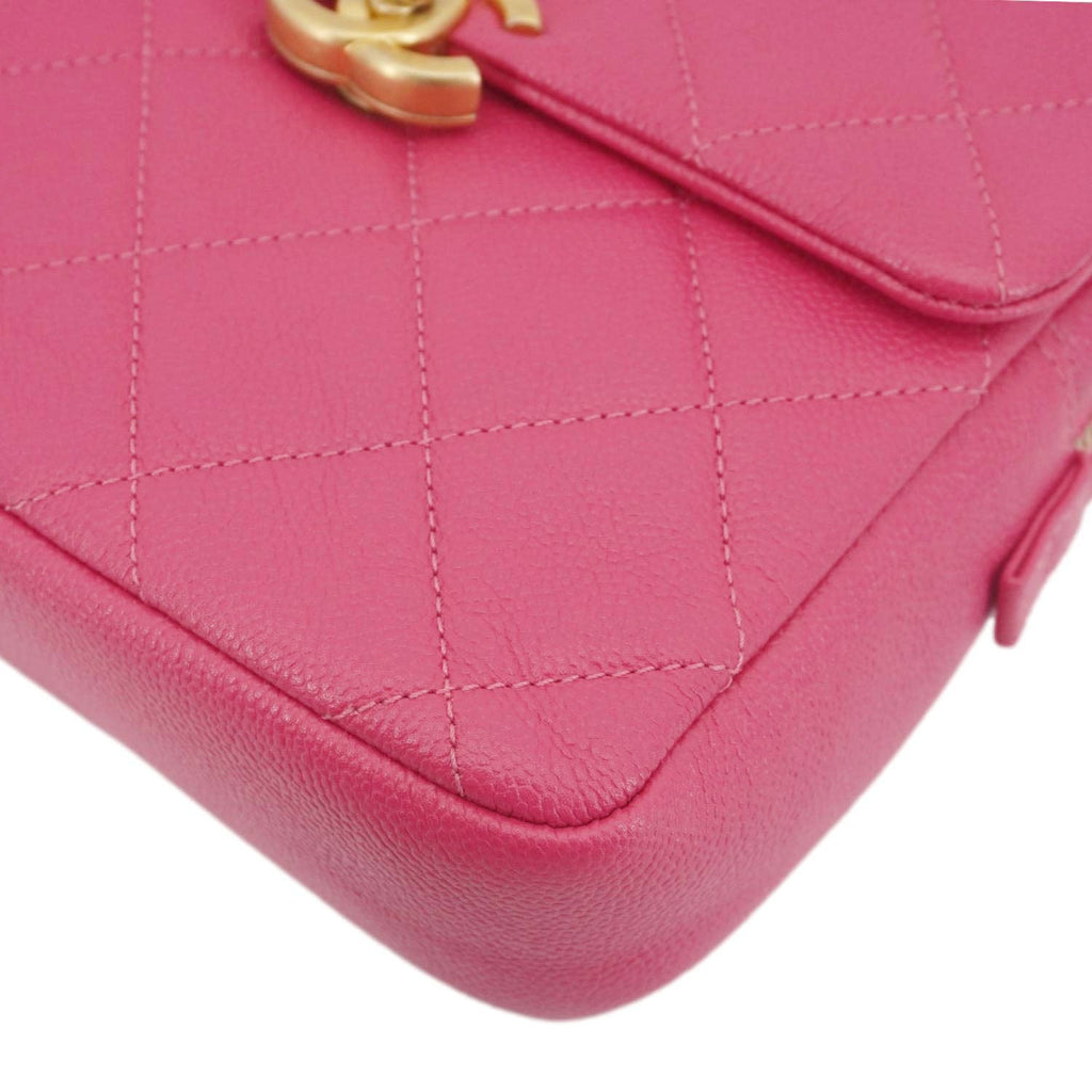 Chanel Multi Chain Quilted Caviar Leather Backpack Pink