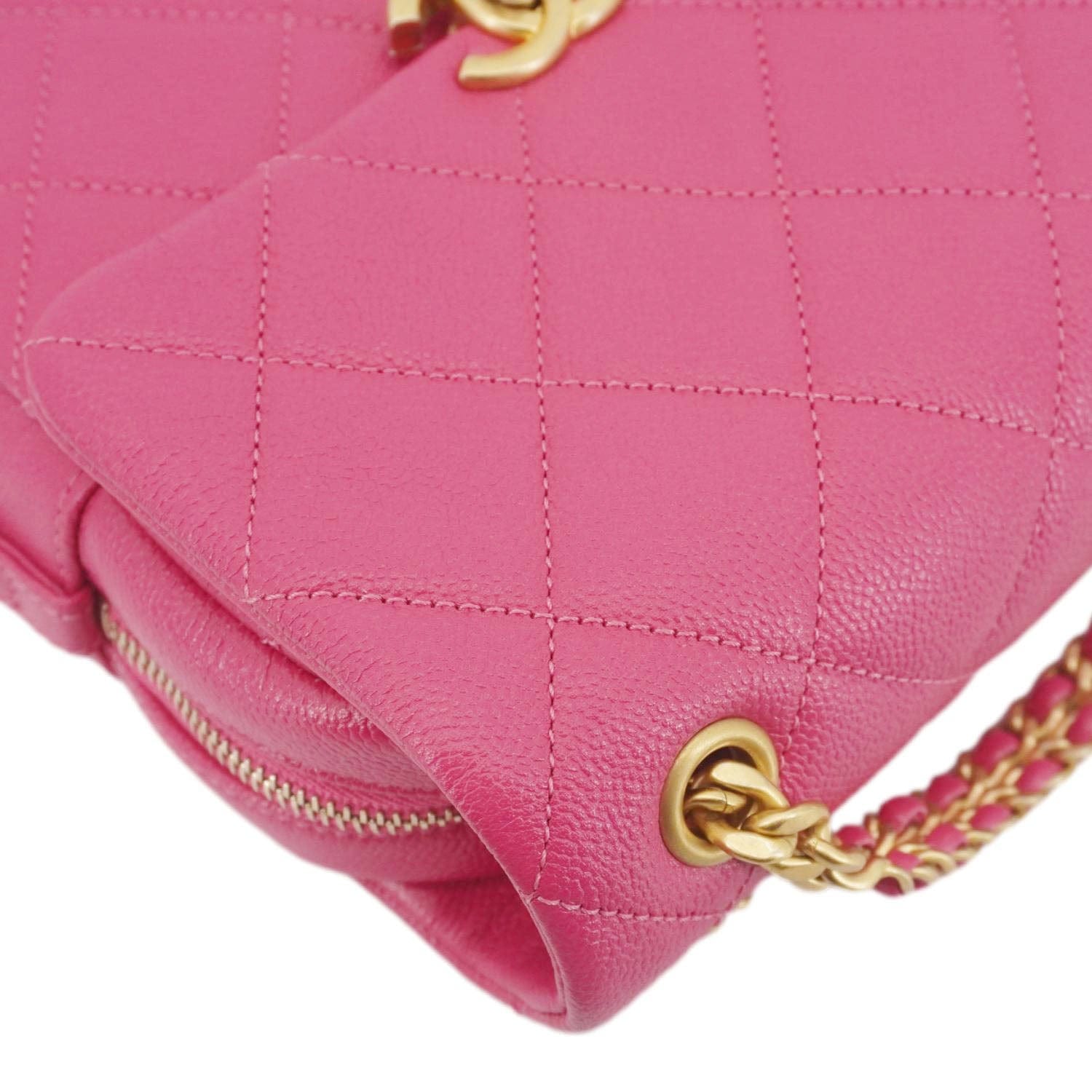 Chanel Multi Chain Quilted Caviar Leather Backpack Pink