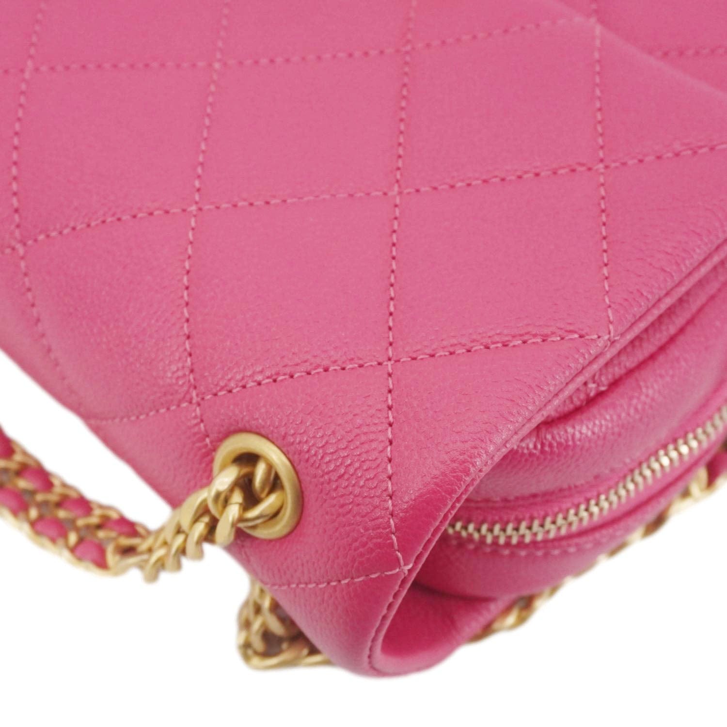 Chanel Multi Chain Quilted Caviar Leather Backpack Pink