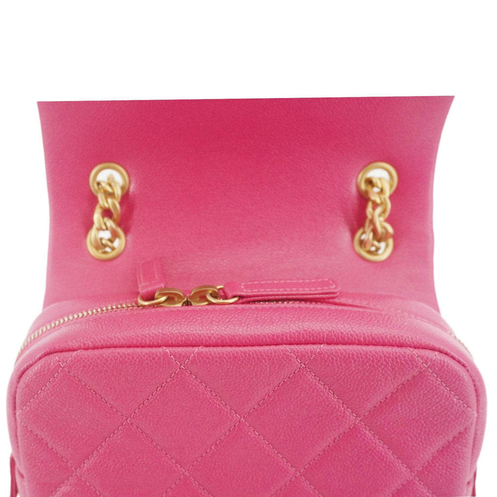 Chanel Multi Chain Quilted Caviar Leather Backpack Pink