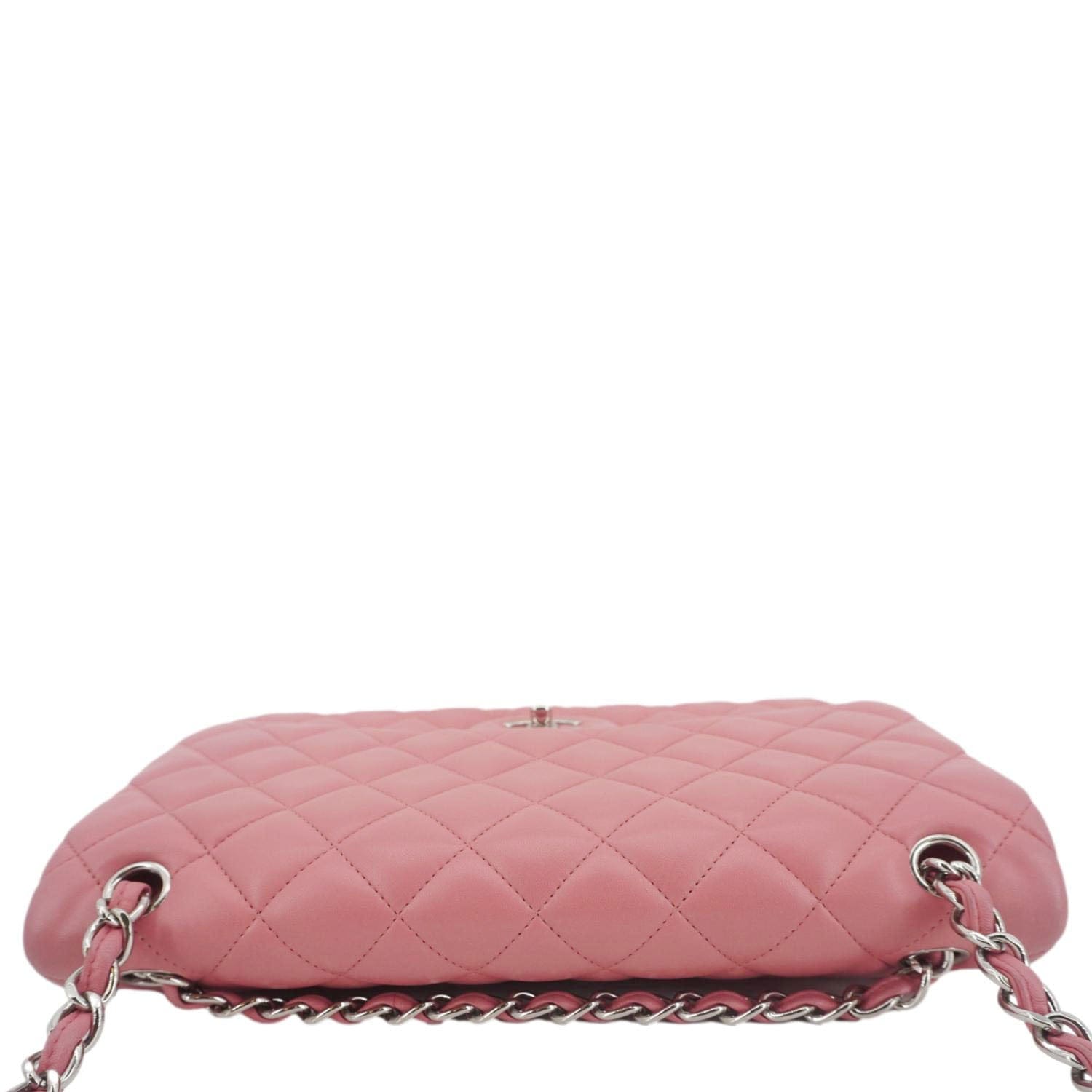 Chanel Classic Double Flap Jumbo Quilted Leather Crossbody Bag Pink
