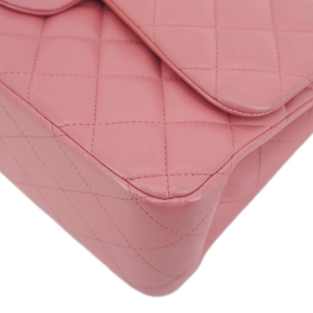 Chanel Classic Double Flap Jumbo Quilted Leather Crossbody Bag Pink