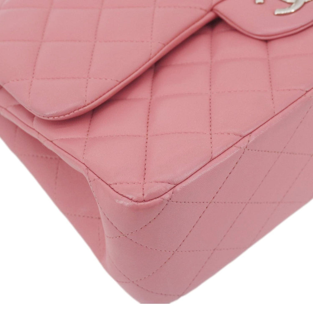 Chanel Classic Double Flap Jumbo Quilted Leather Crossbody Bag Pink