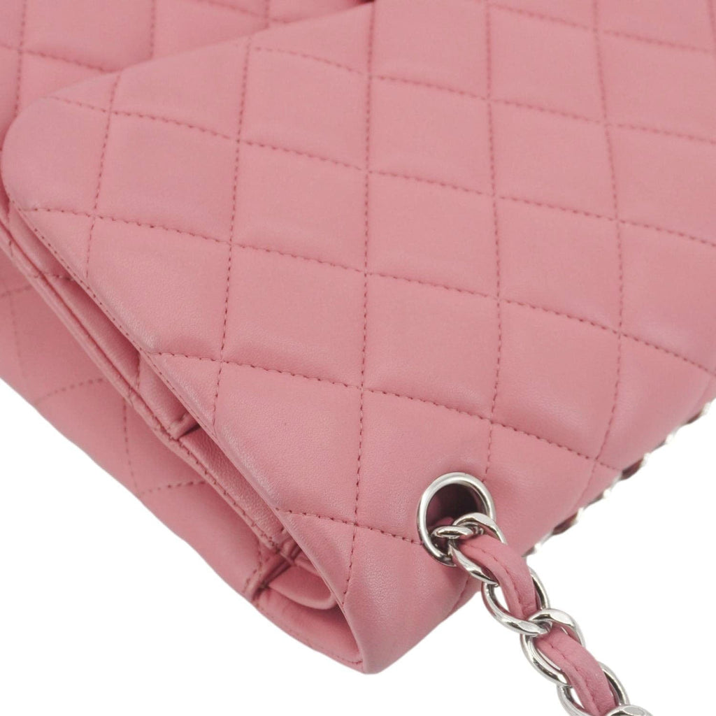 Chanel Classic Double Flap Jumbo Quilted Leather Crossbody Bag Pink