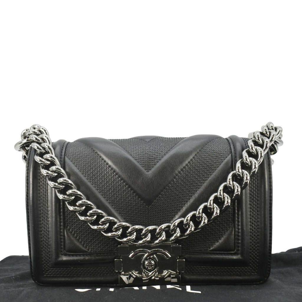 Chanel Boy Small Leather Shoulder Bag Black