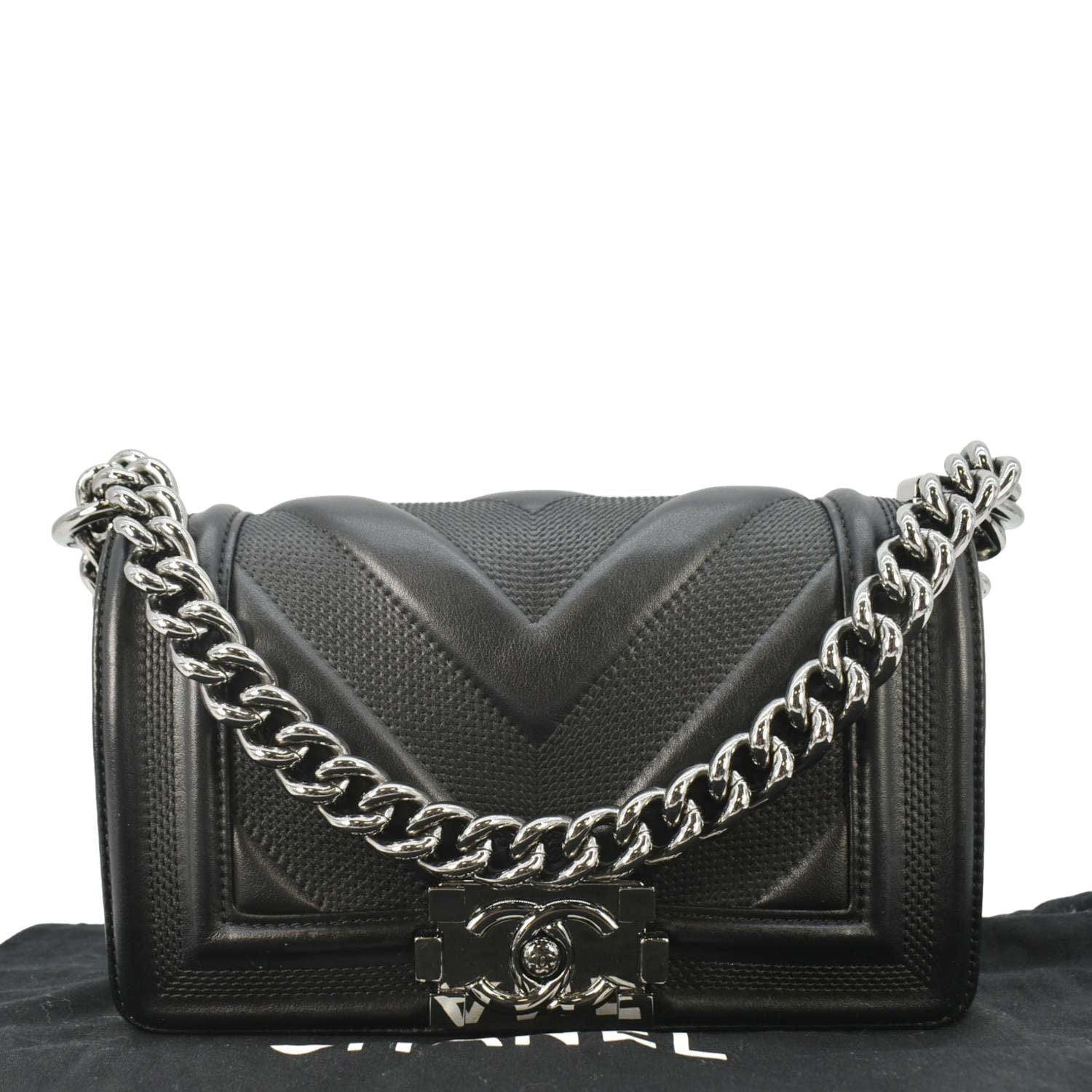 Chanel Boy Small Leather Shoulder Bag Black