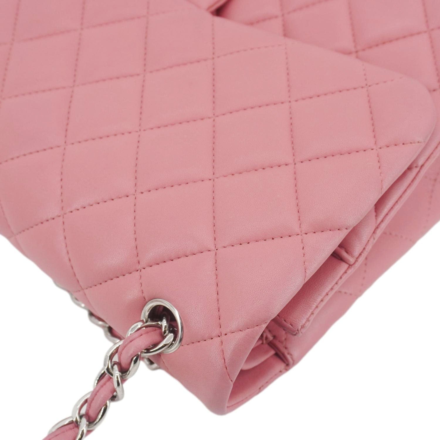 Chanel Classic Double Flap Jumbo Quilted Leather Crossbody Bag Pink