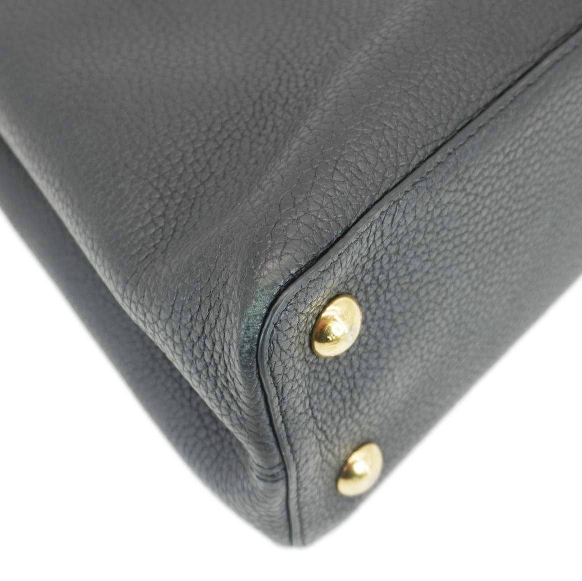 LOUIS VUITTON Capucines Crown Flowers Taurillon Leather Shoulder Bag Black