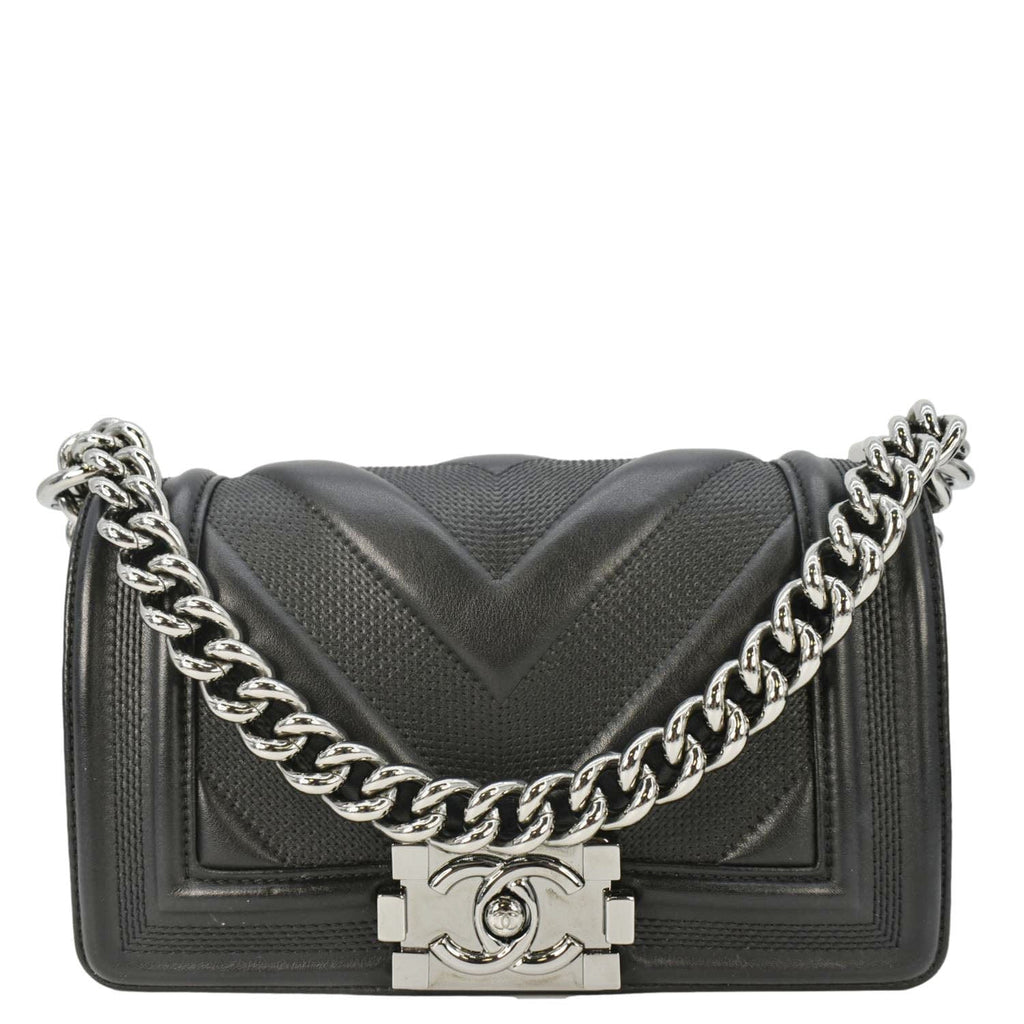 Chanel Boy Small Leather Shoulder Bag Black