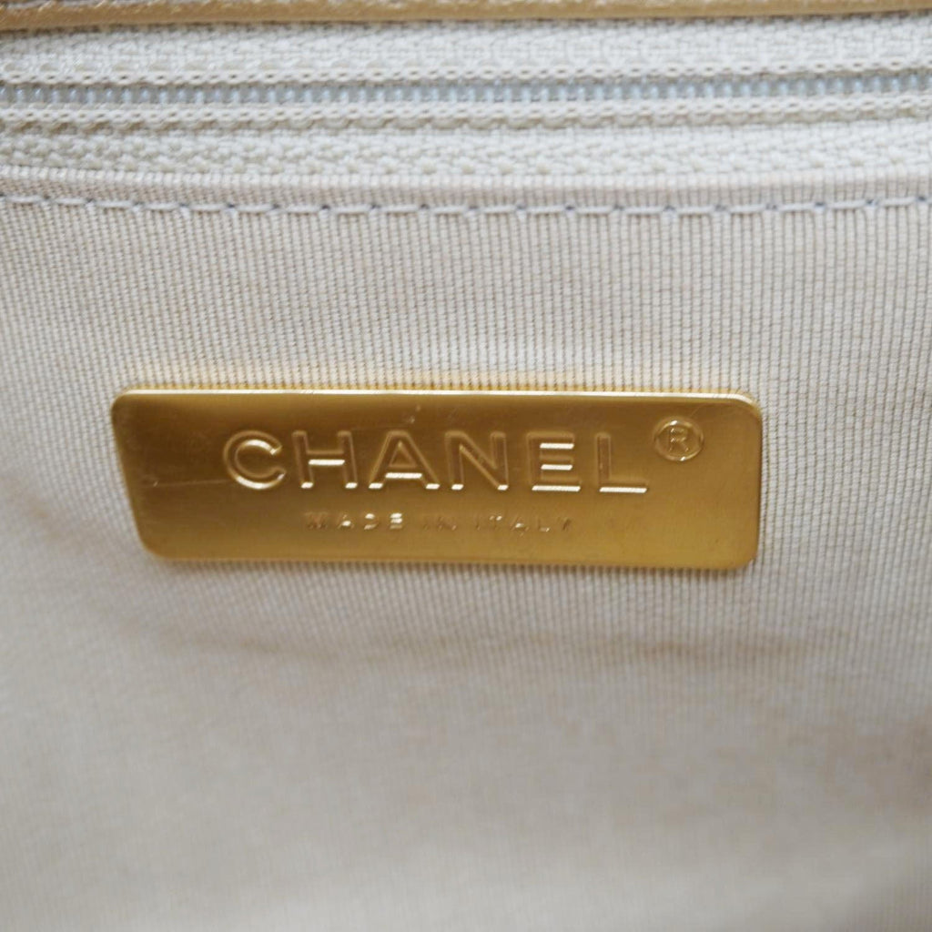 Chanel 19 Flap Quilted Lambskin Leather Shoulder Bag Metallic Gold