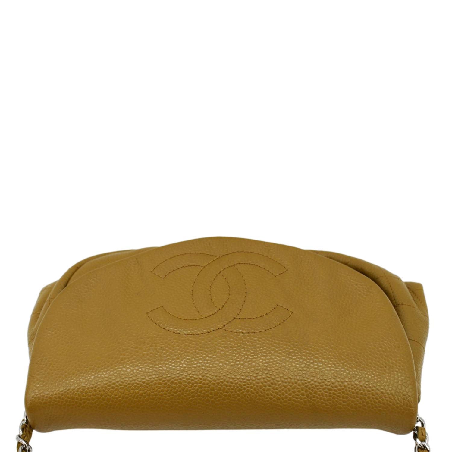 Chanel Half Moon Caviar Leather Wallet on Chain Crossbody Bag Brown