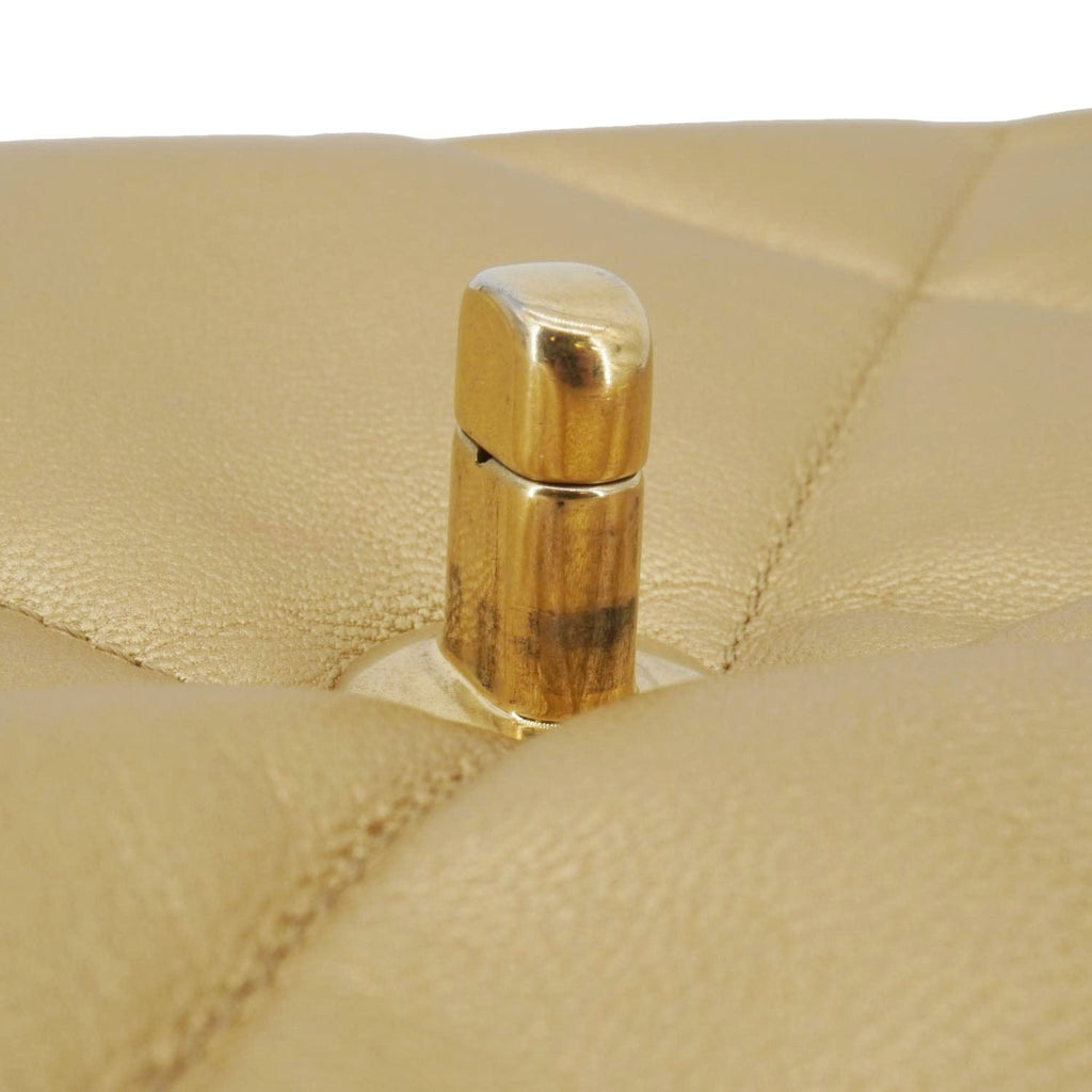 Chanel 19 Flap Quilted Lambskin Leather Shoulder Bag Metallic Gold