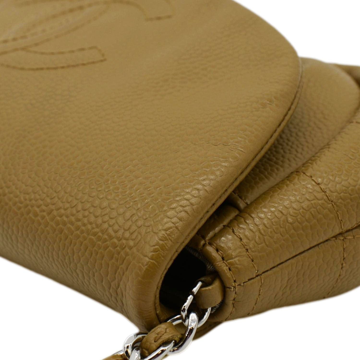 Chanel Half Moon Caviar Leather Wallet on Chain Crossbody Bag Brown