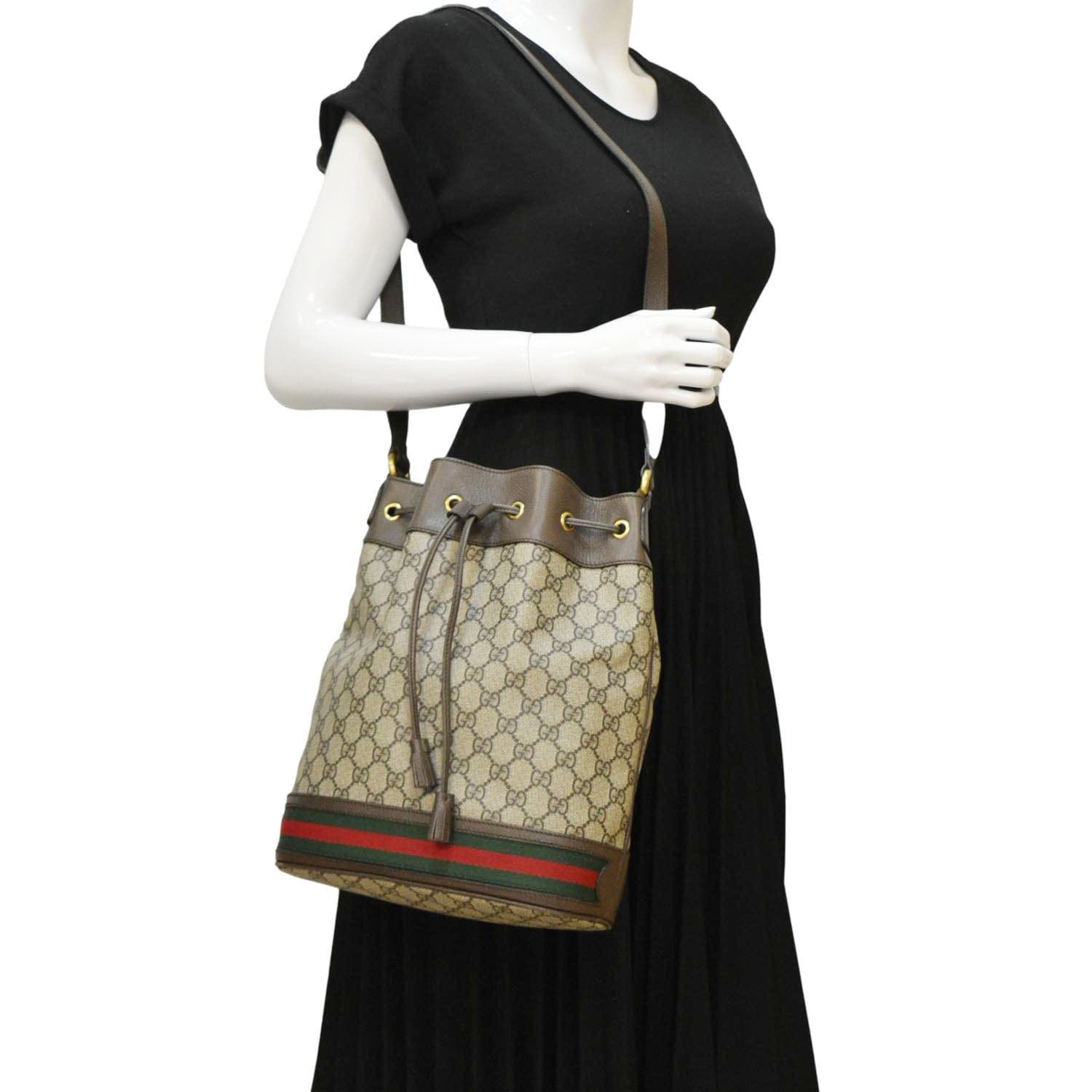 GUCCI Ophidia Gucci Supreme Canvas Bucket Bag Beige 540457