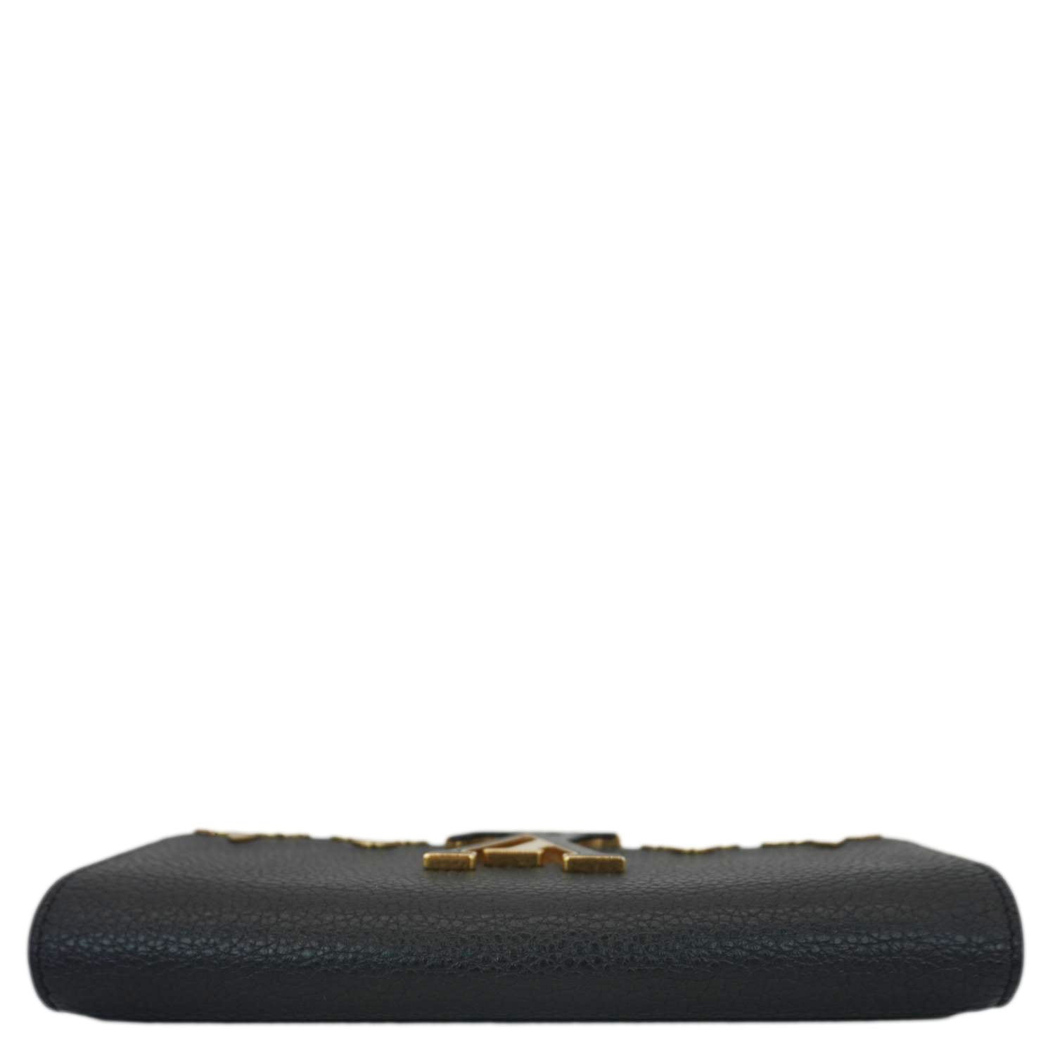 LOUIS VUITTON Capucines Crown Flowers Taurillon Leather Wallet Black
