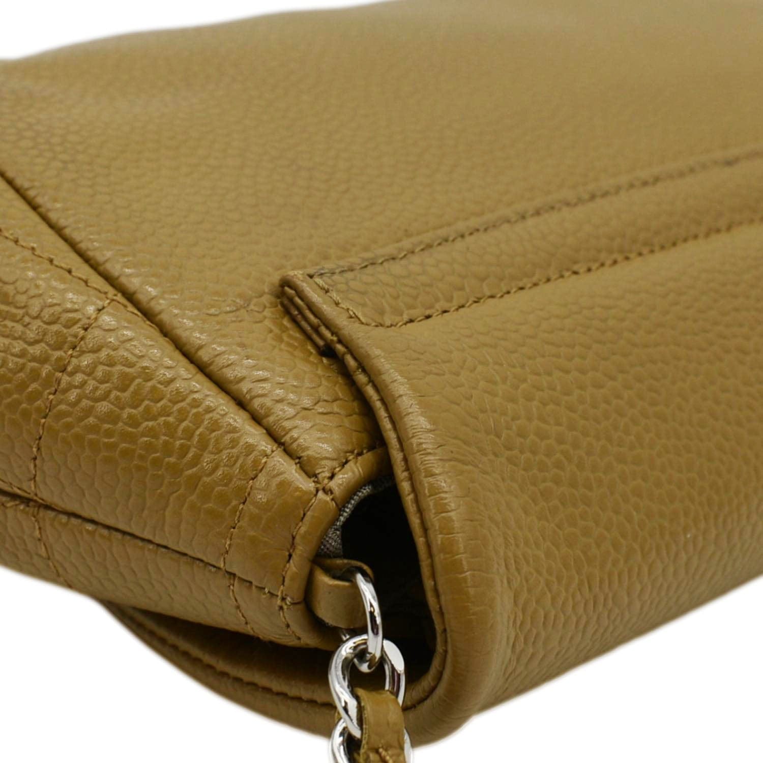 Chanel Half Moon Caviar Leather Wallet on Chain Crossbody Bag Brown