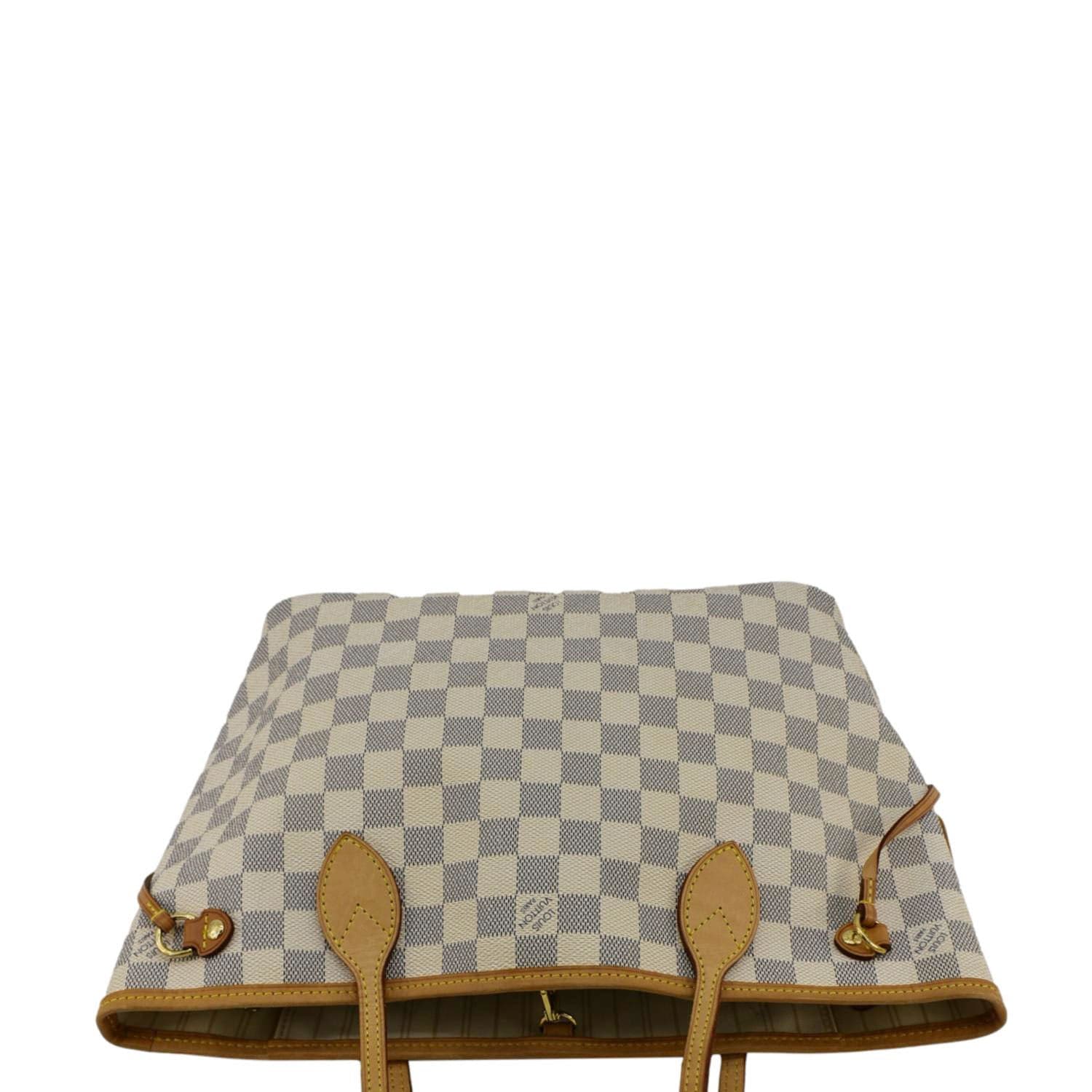 LOUIS VUITTON Neverfull PM Damier Azur Tote Bag White