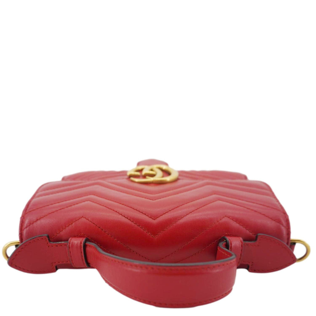 GUCCI Gucci Marmont Leather Top Handle Crossbody Bag Red 498110