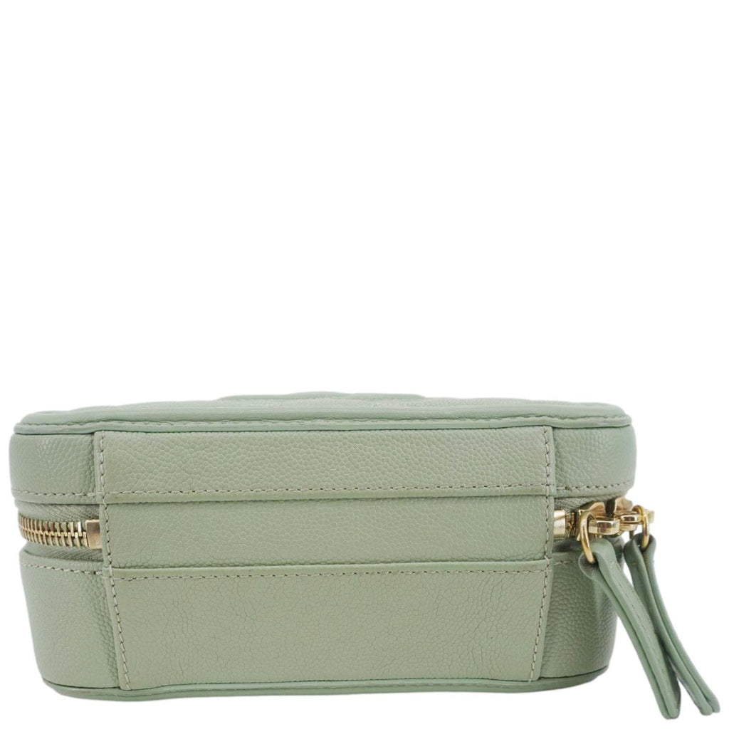 Chanel Vanity Case Filigree CC Small Caviar Quilted Shoulder Bag Light Green