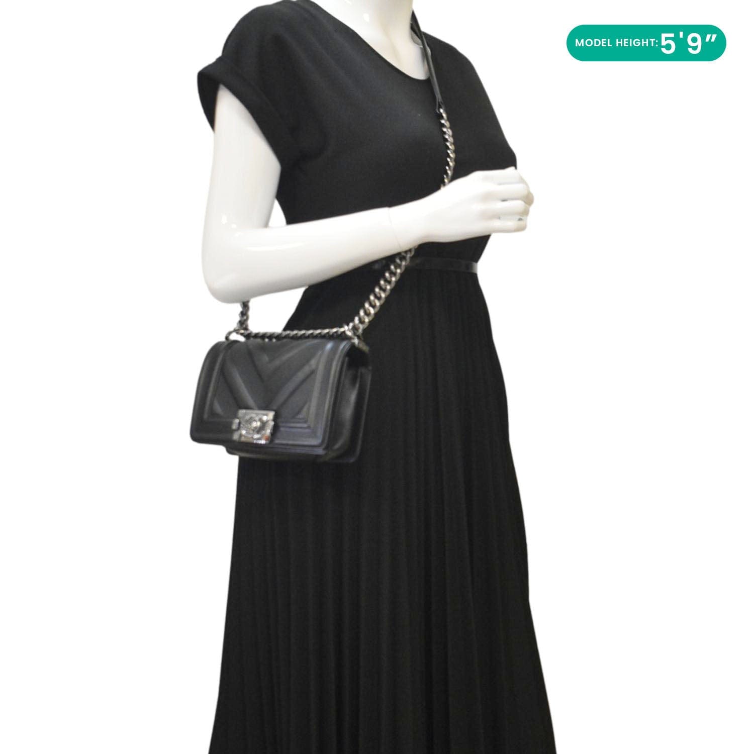 Chanel Boy Small Leather Shoulder Bag Black