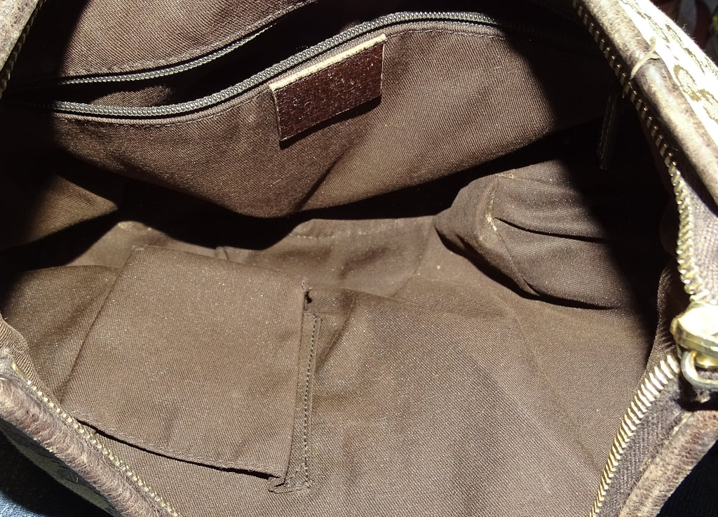 Gucci GG Canvas and Brown Leather Trim Abbey Shoulder Bag