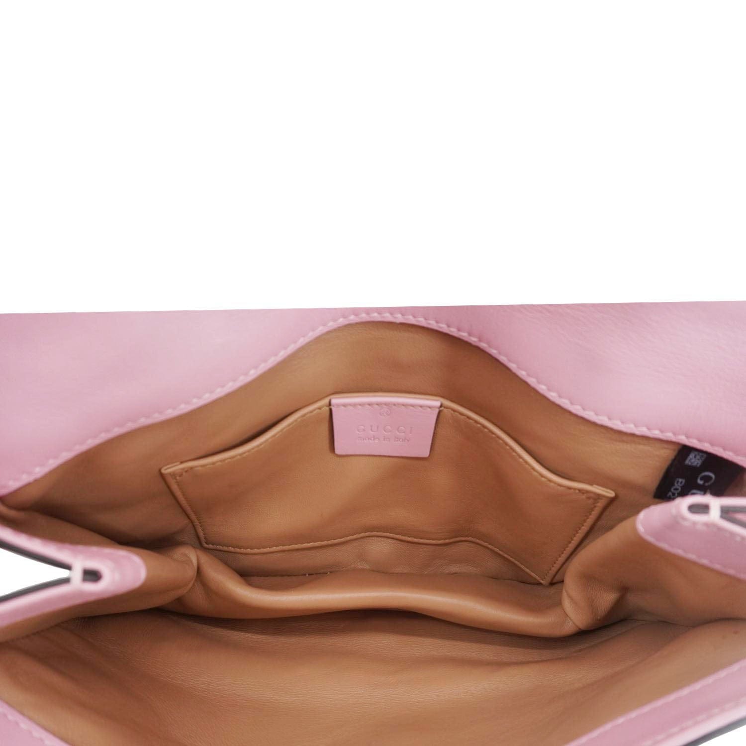 GUCCI Broadway Queen Margaret Pearl Studded Nappa Leather Crossbody Bag Pink