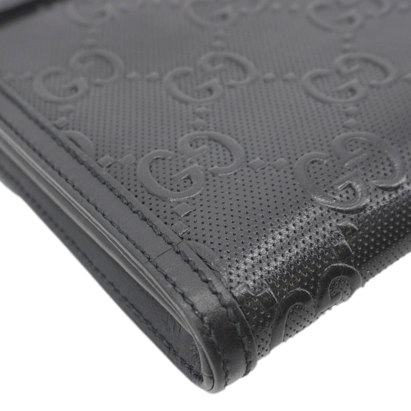 GUCCI Gucci Embossed Leather Messenger Bag Black 625782