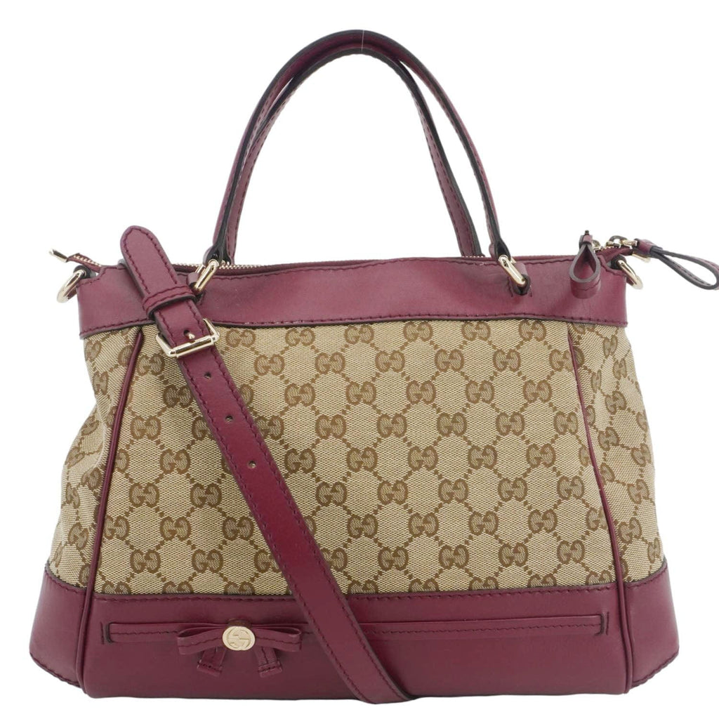 GUCCI Mayfair Gucci Canvas Tote Crossbody Bag Maroon 269894