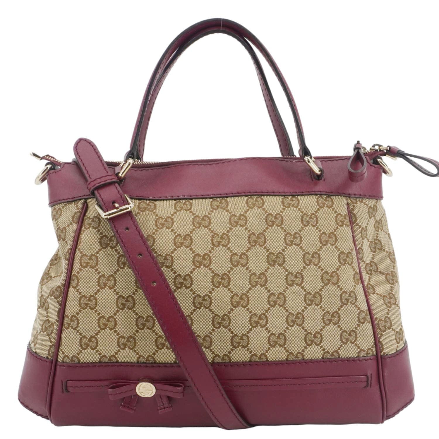GUCCI Mayfair Gucci Canvas Tote Crossbody Bag Maroon 269894
