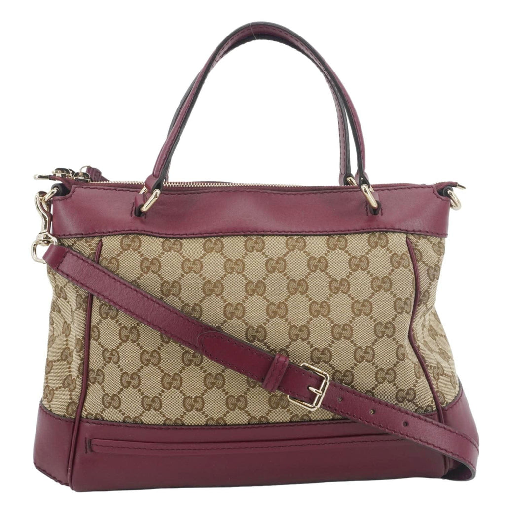 GUCCI Mayfair Gucci Canvas Tote Crossbody Bag Maroon 269894
