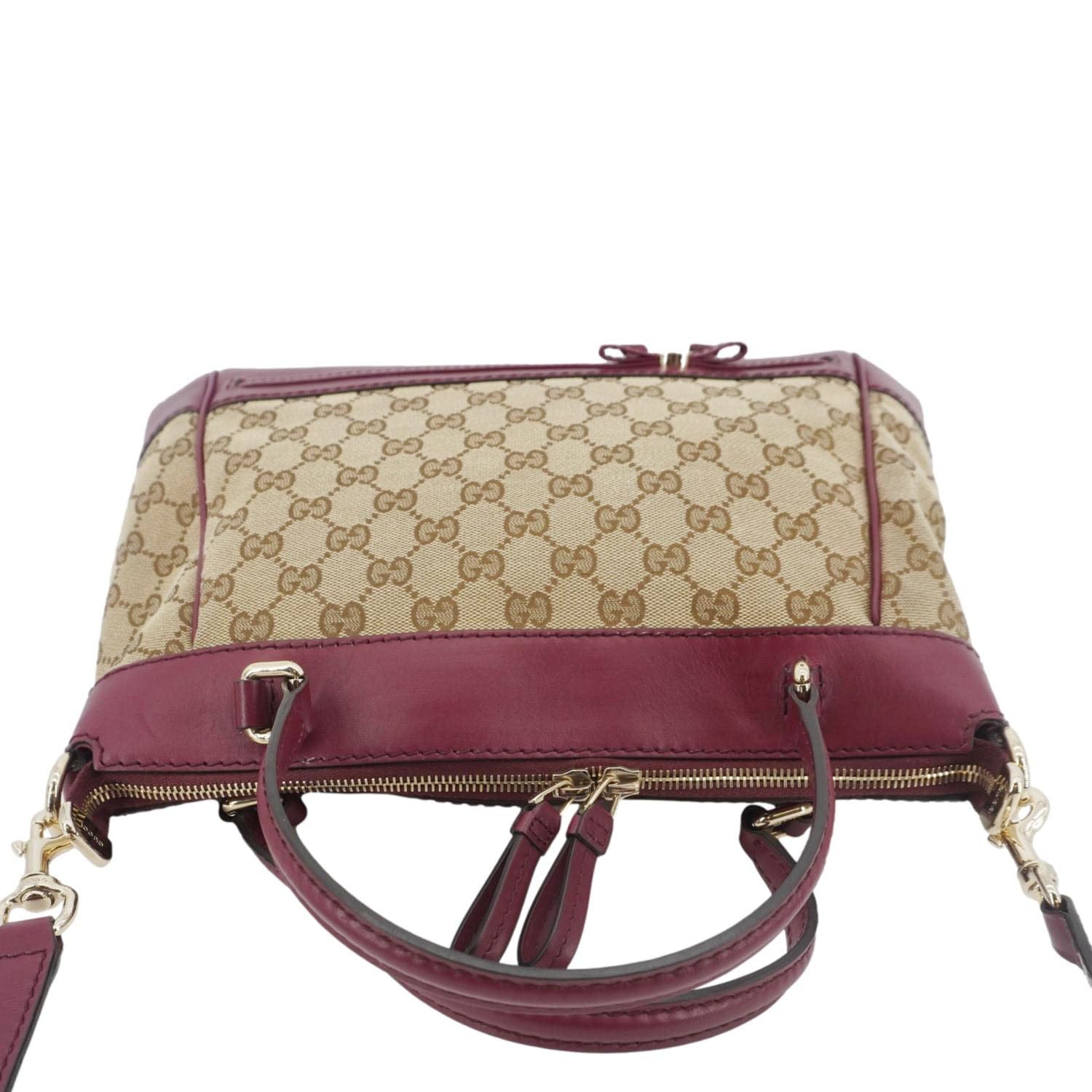 GUCCI Mayfair Gucci Canvas Tote Crossbody Bag Maroon 269894