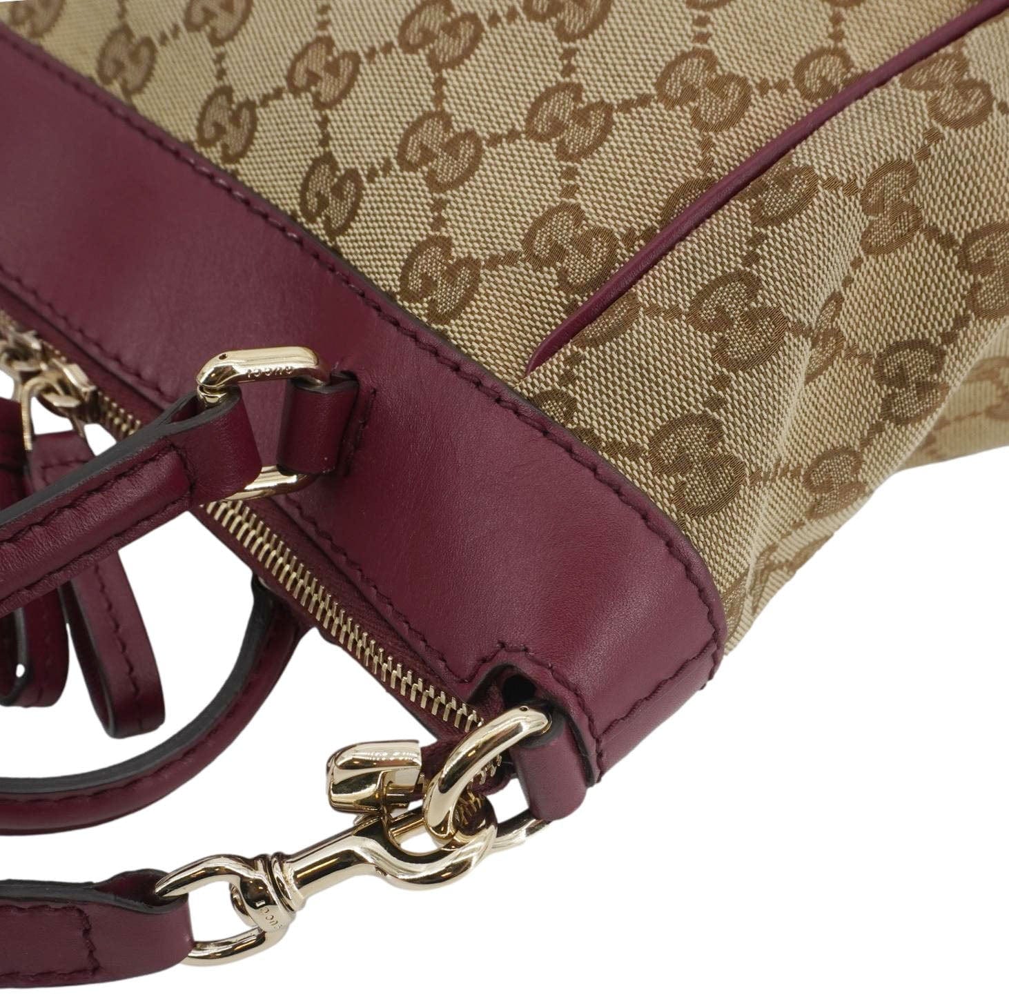 GUCCI Mayfair Gucci Canvas Tote Crossbody Bag Maroon 269894