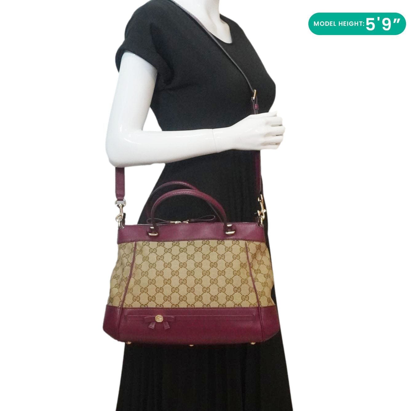 GUCCI Mayfair Gucci Canvas Tote Crossbody Bag Maroon 269894