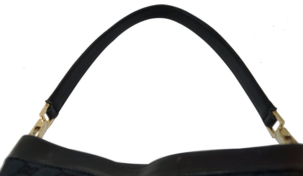 GUCCI Gucci Signature Monogram Black Leather Shoulder Bag