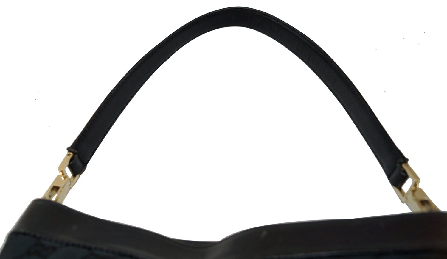 GUCCI Gucci Signature Monogram Black Leather Shoulder Bag