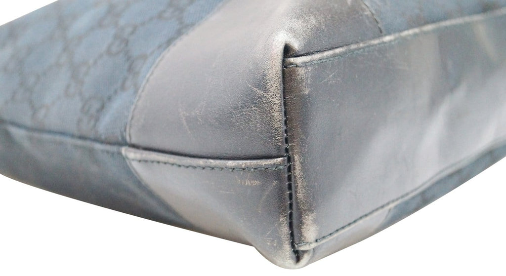 GUCCI Gucci Signature Monogram Black Leather Shoulder Bag