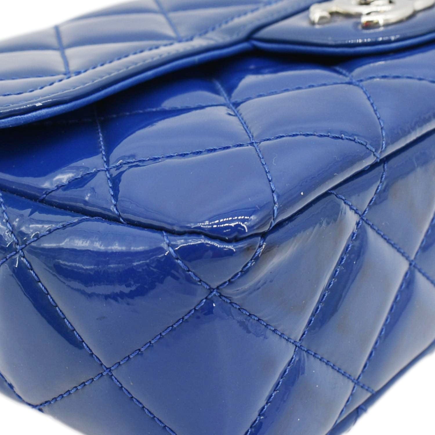Chanel Coco Shine Flap Small Quilted Patent Leather Shoulder Bag Blue
