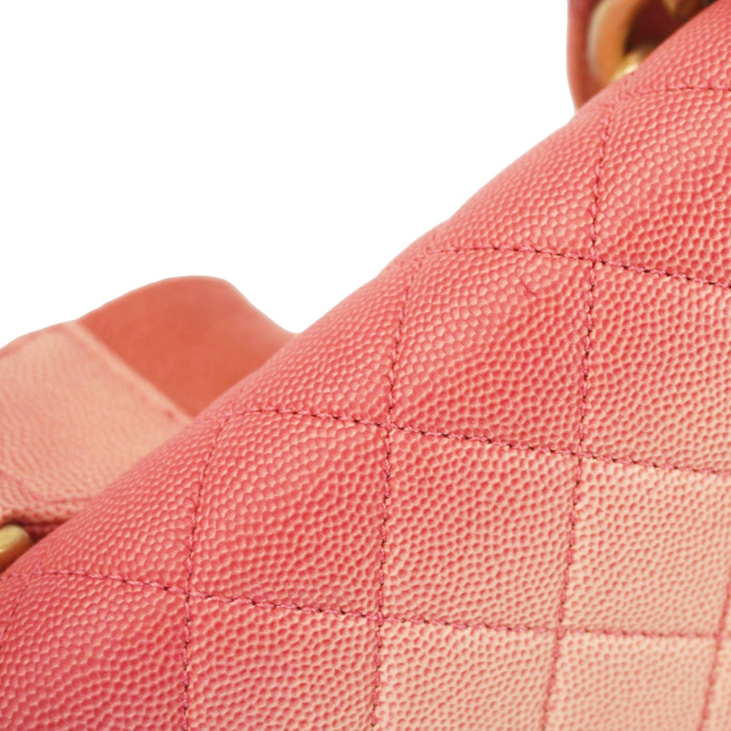 Chanel Sunset On The Sea Flap Caviar Leather Shoulder Bag Coral